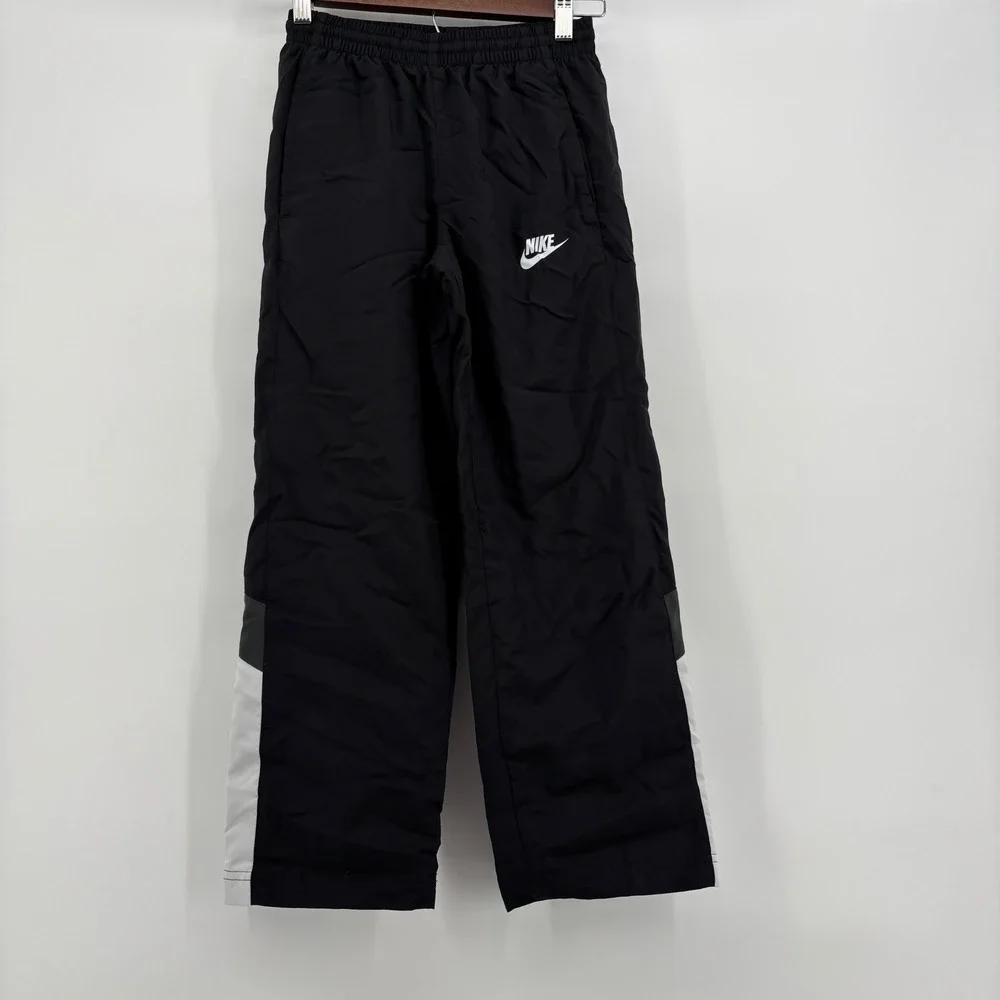 Nike Windbreaker Pants Kids Small Black Excellent Side Stripe Track Jogger Retro